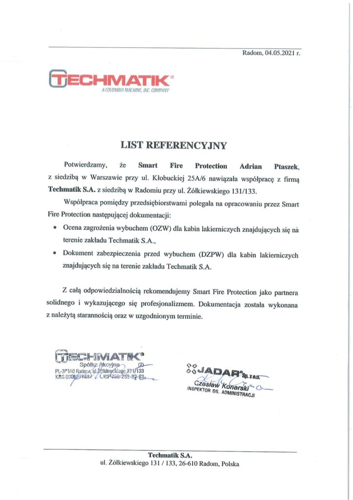 Ocena zagrożenia wybuchem Techmatik