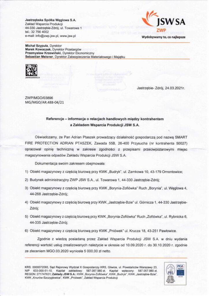 REFERENCJE JSW SA 03.2021 (tylko pierwsza strona)