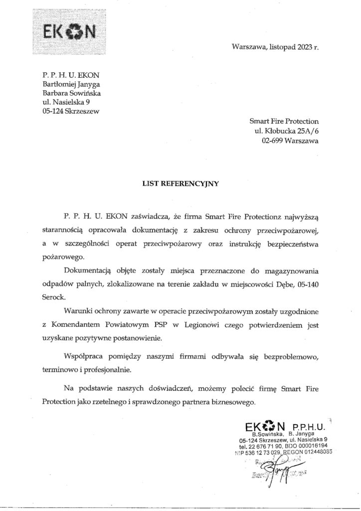 Operat przeciwpożarowy EKON